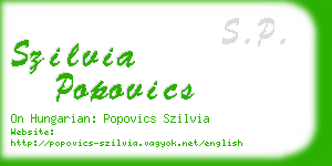 szilvia popovics business card